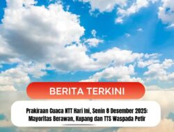 Prakiraan Cuaca NTT Hari Ini, Senin 8 Desember 2025: Mayoritas Berawan, Kupang dan TTS Waspada Petir